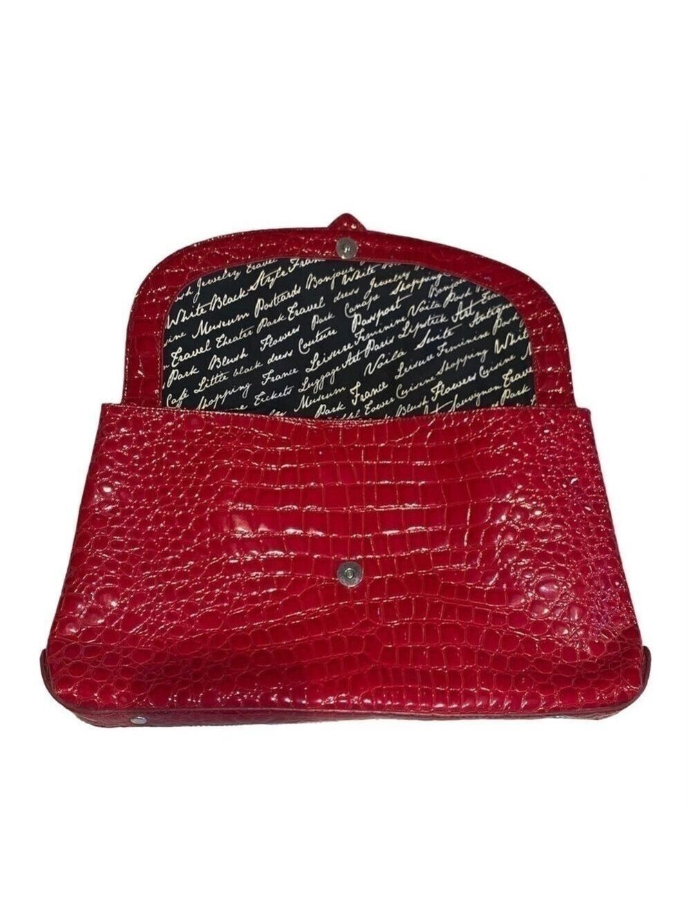WHITE HOUSE BLACK MARKET Red Croc Embossed Large Clutch - Picture 4 of 8